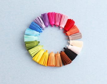 21 Colors Leather Tassels, Faux Suede Leather Tassel,Ｏverall Length 35mm