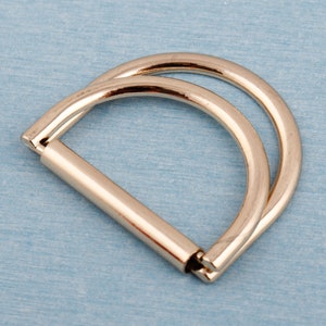 Light Gold Double D Ring Buckle: 35mm Metal Belt Slide