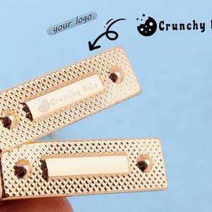 Customizable Metal Logo Tag: Rectangle Wallet Feet, Laser Engraved, 45x13mm