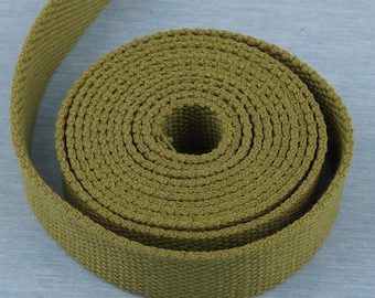 Moss Green Cotton Canvas Webbing: Pet Collar, Bag Straps, Key Fobs