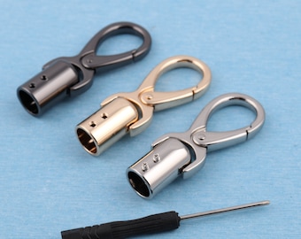 metalen kwast dop sluiting haak, antieke messing opknoping kwast dop met draaibare gesp, schroef connector zak hanger voor handtassen