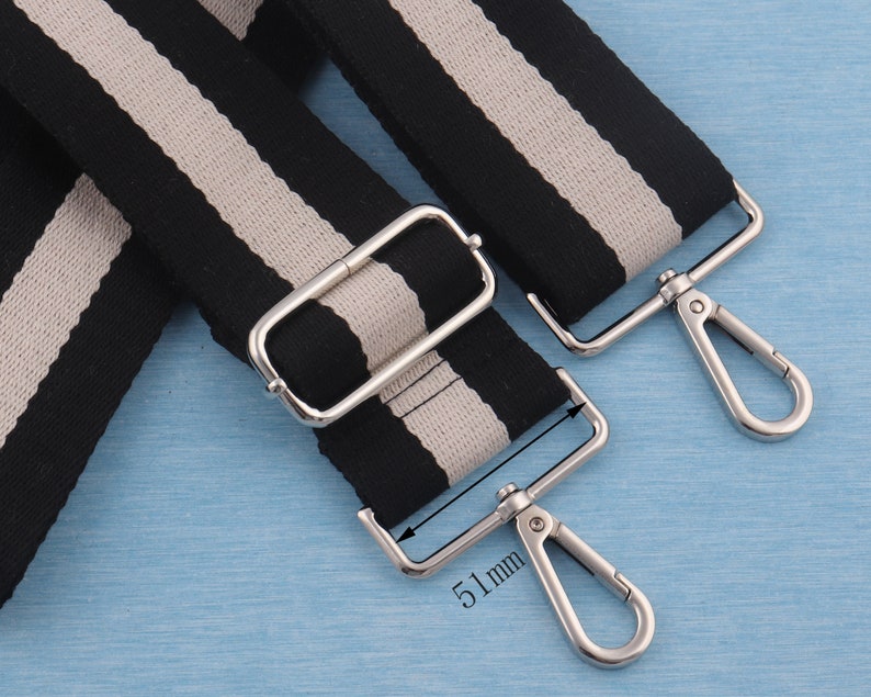2 Width Custom Adjuster Bag Strap Black White Stripe Etsy