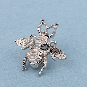 Silver Bee Bag Label: Metal Purse Hardware (36x37 mm)