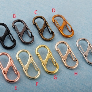 S-Shape Carabiner Keychain: Multicolor Metal Snap Clasp (31x14mm)