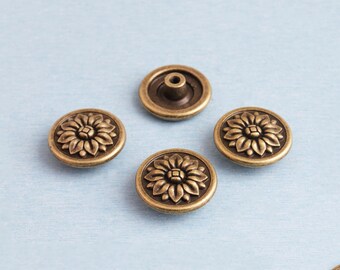 Antique Brass Floral Cabinet Knob - Vintage Dresser Drawer Pull (32*12mm)