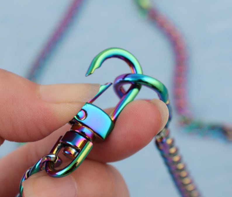 Rainbow Crossbody Bag Chain: 8mm Fashion Link with Swivel Clasps image 3