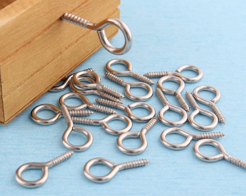 Silver Eye Hook Screwsmuliti Size Stainless Iron Loop Screws Etsy