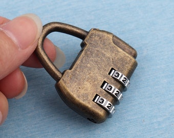 36*43mm Antique Brass Password Padlock Lock Rustic Vintage Combination Lock Password Padlock Lock Jewelry Wooden Box Accessories Supply 1PC