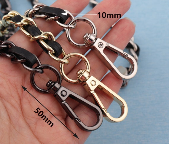 1pc 10mm Width Leather Metal Chain Strap Leather Strap Purse 