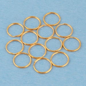 Gold Double Split Keyrings: Metal Connector Rings (20mm Outer)