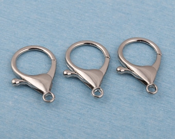 Silver Alloy Lobster Clasp: Metal Snap Hook (35x22mm)