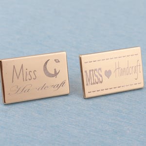 Custom Laser Engraved Metal Purse Tags: Rectangle Bag Labels with Feet