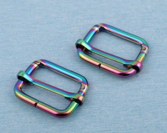 1" metal rainbow belt buckle,26mm inner slider buckle,tri-glide rectangle sliders strap adjustable pin buckles for webbing strap accessory