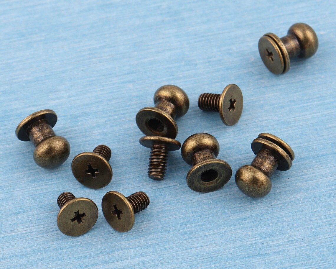 30sets Screw Rivets 8mm Antique Brass Metal Button Screw Back Etsy