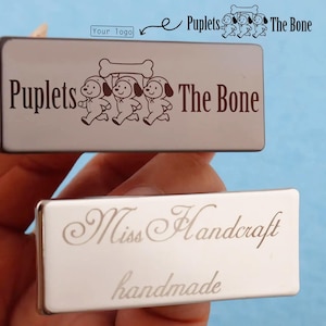 Étiquette logo personnalisée en métal gravée au laser : pied de portefeuille rectangulaire personnalisé, 51 x 20 mm