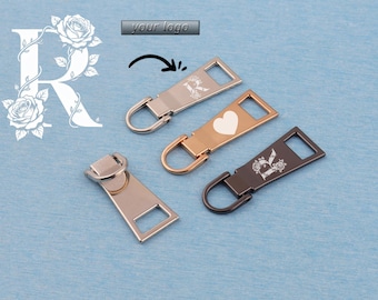 Customizable Engraved Zipper Pull: Metal Zip Head Replacement (50x17mm)