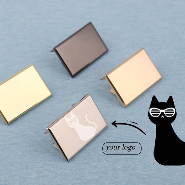 Custom Metal Purse Label: Rectangle Bag Tag with Feet, Personalized Logo,40*25mm
