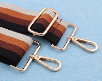 Striped Nylon Adjustable Bag Strap: 2" Wide Purse Strap Replacement