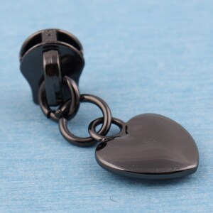 2-5-10 pcs head zipper slider puller,38mm metal heart zipper pull,nylon coil zip puller head for sewing bags clothing shoes Black