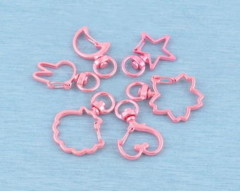 Pink Alloy Swivel Clasp, Keychain Clip (9mm Inner Diameter