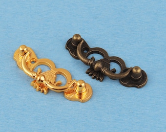 Vintage Ornate Drawer Pull Handle - Gold/Antique Brass Jewelry Box Cabinet Hardware