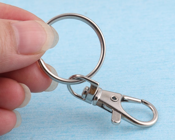 10pcs 1 Silver Keychain With Swivel Snap Hook,2557mm Split Key Ring Swivel  Hook,key Chain Loop for Keyring Accessories 