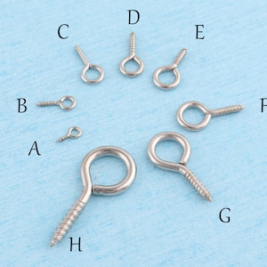 Silver Iron Eye Hook Screws: DIY Jewelry Findings