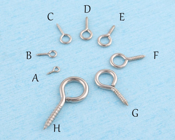 Silver Eye Hook Screws,muliti Size Stainless Iron Loop Screws Pins , Metal  Screw Eye Bails for Pendants and Keepsakes DIY Jewelry Finding 