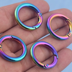 Rainbow Metal Spring O Rings: 17mm Snap Hook Carabiner