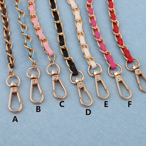 Cadena de bolso de metal/cuero de 100 cm de longitud con cierres giratorios a presión, cadena de bolso de 8 mm de ancho, correa de cadena de monedero, cadena de hombro para hacer bolsos 1-2 piezas