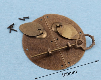 Antique Brass Round Latch: Chinese Vintage Lock (100mm)