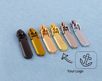 Aanpasbare leren ritssluiting: gegraveerde metalen ritssluiting, portemonnee-hardware (48 x 11 mm)