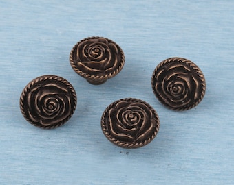 Antique Brass Floral Cabinet Knob - Vintage Dresser Drawer Pull (32mm)