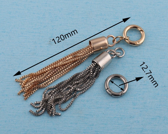 Portachiavi in nappa in metallo lungo 4'' con anelli o molla da 1/2, nappa  a catena per la fornitura di hardware borsa 2-4-10 pezzi -  Italia