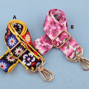 Floral Nylon Adjustable Bag Strap: 38mm Crossbody Replacement