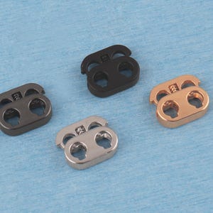 Metal Double Hole Cord Lock: Silver Toggle Stopper, DIY Shoelace Fastener