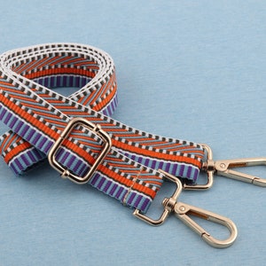 Striped Nylon Bag Strap: 25mm Adjustable Crossbody Replacement