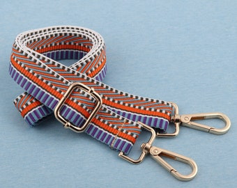 Striped Nylon Bag Strap: 25mm Adjustable Crossbody Replacement