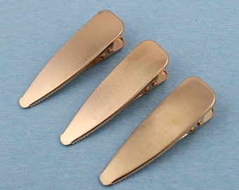 Pinza de cocodrilo dorada para el cabello: piezas metálicas en blanco de 80 mm para accesorios de cabello