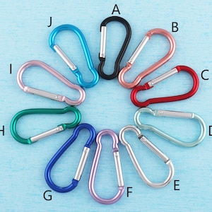 10pcs aluminium carabiner camp snap hook, 51*24mm carabiner clip ,double colors keychains for hiking