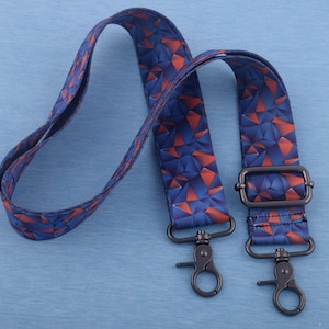 Blue Orange Geometric Nylon Bag Strap: Adjustable Crossbody Replacement