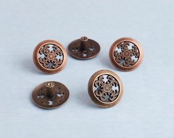 Antique Brass Floral Cabinet Knob - Vintage Dresser Drawer Pull (36*16mm)