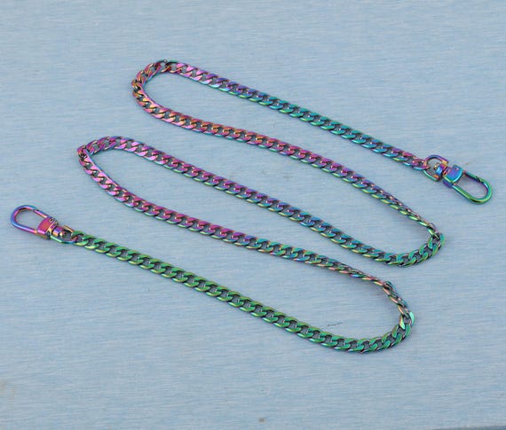 Rainbow Crossbody Bag Chain: 8mm Fashion Link with Swivel Clasps