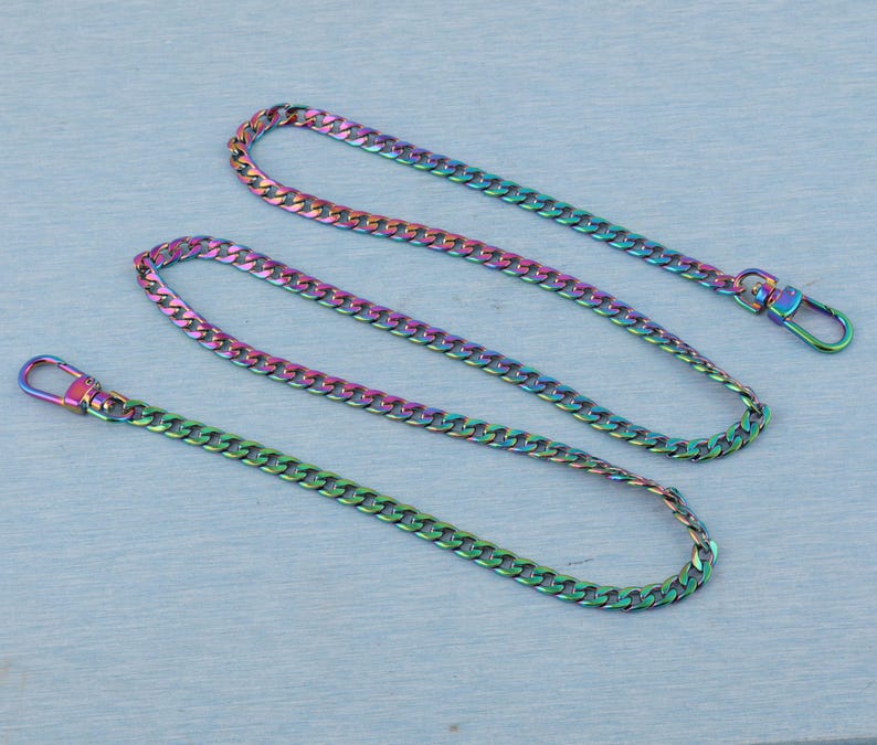 Rainbow Crossbody Bag Chain: 8mm Fashion Link with Swivel Clasps image 1