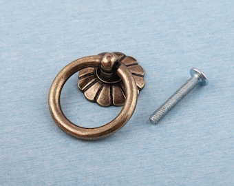 Antike Messing Ring Schubladenknauf: Vintage Schrank Griff