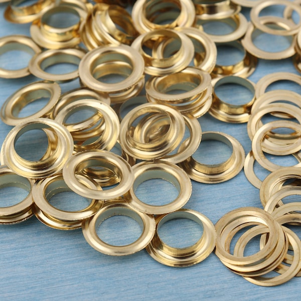 Oeillet en métal 100pcs avec laveuse, 12mm trou rond oeillets grommets, oeillets d’or pour les accessoires de couture sac de vêtement de bricolage