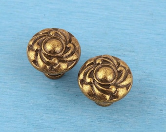 Vintage Messing Blumen Schubladenknauf - 30 mm Antique Schrankbeschläge