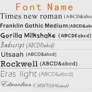 Font Name Examples: Times New Roman, Franklin Gothic, Rockwell, Eras Light