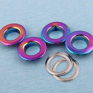 Rainbow Metal Eyelet Grommets with Washers - 15mm Inner Diameter
