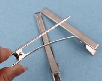 Silver Metal Alligator Hair Clips (98x11mm) - 2-4-10pcs